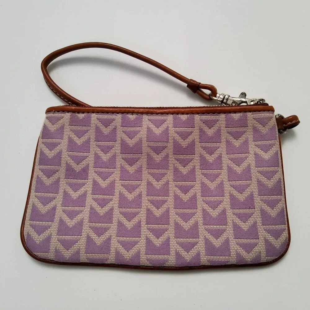 Michael Kors Signature Leather Trim Wristlet Pouch Clutch Wallet
